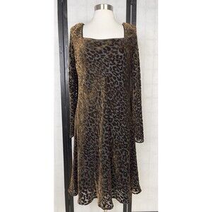MELINDA ENG SIZE L VELVET ANIMAL PRINT DRESS. L